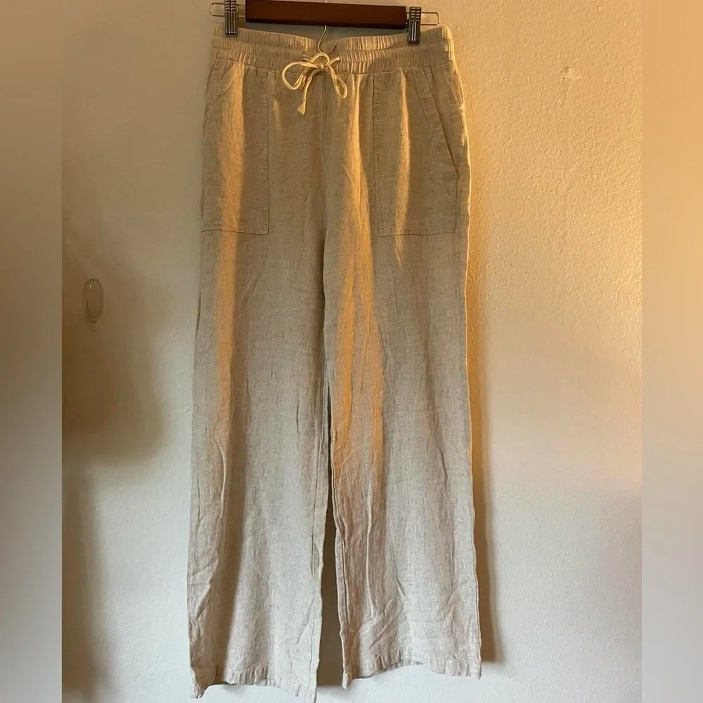 Linen blend drawstring pants, size S - Picture 3 of 8